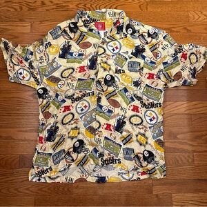 Pittsburgh Steelers NFL all over print Hawaiian Button Up Shirt men’s size XL